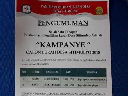 Kampanye Visi dan Misi Calon Lurah Desa Sitimulyo